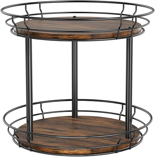 LAMU 10'' Lazy Susan Turntable Organizer, 2 Tier Round Rotating Spice Rack Organization for Kitchen Cabinet and Countertop, Wooden Lazy Susan for Table Top, Pantry, Bathroom, Vanity, Home Decor by YourHome-OrganizationHelper