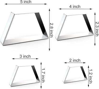 Trapezoid Cookie Cutter Set Large - 5 Inch, 4 Inch, 3 Inch, 2 Inch - Geometric Frame Plaque Cookie Cutters Shapes Molds - Stainless Steel