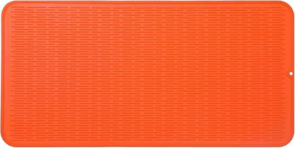MicoYang Silicone Dish Drying Mat for Multiple Usage,Easy clean,Eco-friendly,Heat-resistant Silicone Mat for Kitchen Counter or Sink,Refrigerator or Drawer Liner Orange 5XL 36inches x 18inches by MicoYang