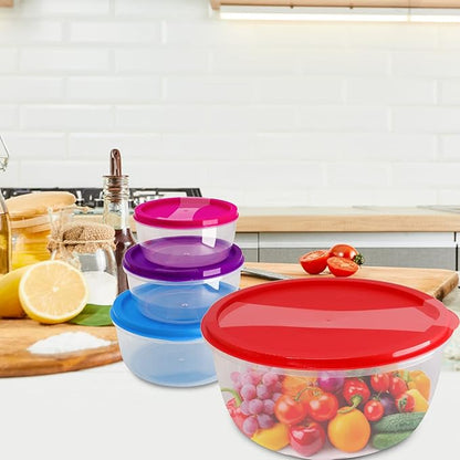 7Pcs Round Mixing Bowl Set Salad Bowl with Airtight Lids Plastic Nesting Mixing Bowl Set for Packing and Serving Christmas Salads Candies Cookies, Microwave Safe - Image 3