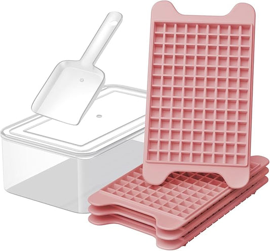 Mini Ice Cube Tray for Freezer: GGUW Nugget Ice Cube Tray with Bin - Crushed Ice Tray Making 4×108 PCS Icecube - Easy Release Iced Maker Trays by GGUW