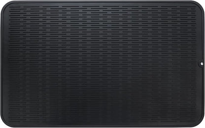 MicoYang Silicone Dish Drying Mat for Multiple Usage,Easy clean,Eco-friendly,Heat-resistant Silicone Mat for Kitchen Counter or Sink,Refrigerator or Drawer Liner Black 3XL 28 inches x 18 inches by MicoYang