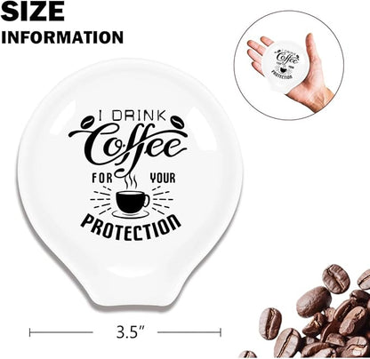 Funny Coffee Spoon Holder-Coffee Spoon Rest-Cafe Bar Station Accessories-I Drink Coffee For Your Protection Sign