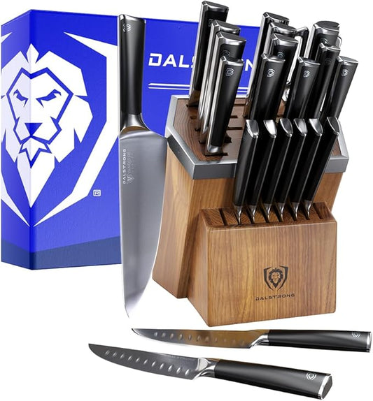 Dalstrong 24-Piece Knife Block Set — Forged German Steel (9–11° Hand-Sharpened Edge), Kiritsuke, Carving, Steak Knives — Vanquish Series For Serious Entertainers, Dinner Parties & Holiday Kitchens