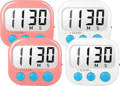 Classroom Timers for Teachers Kids Large Magnetic Digital Timer Teacher Supplies 4 Pack-Pink White by AOUCE