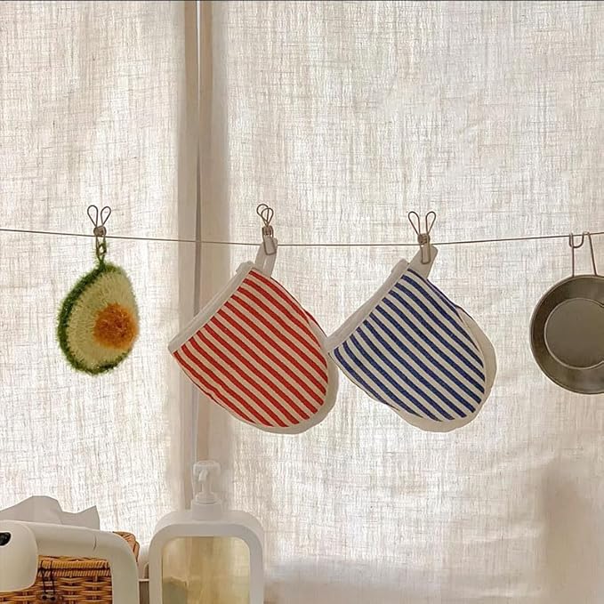 1 Pair Mini Oven Mitts,High Heat Resistant Oven Gloves,Kitchen Short Oven Mit with Hanging Loop for BBQ, Baking, Cooking and Grilling, (Blue) - Image 8