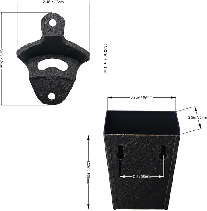 Antique Bronze Cast Iron Bottle Opener Wall Mounted Beer Opener with Cap Catcher Narrow Bundle - Image 5