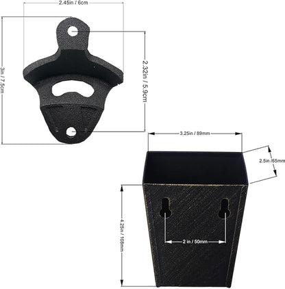 Antique Bronze Cast Iron Bottle Opener Wall Mounted Beer Opener with Cap Catcher Narrow Bundle - Image 5