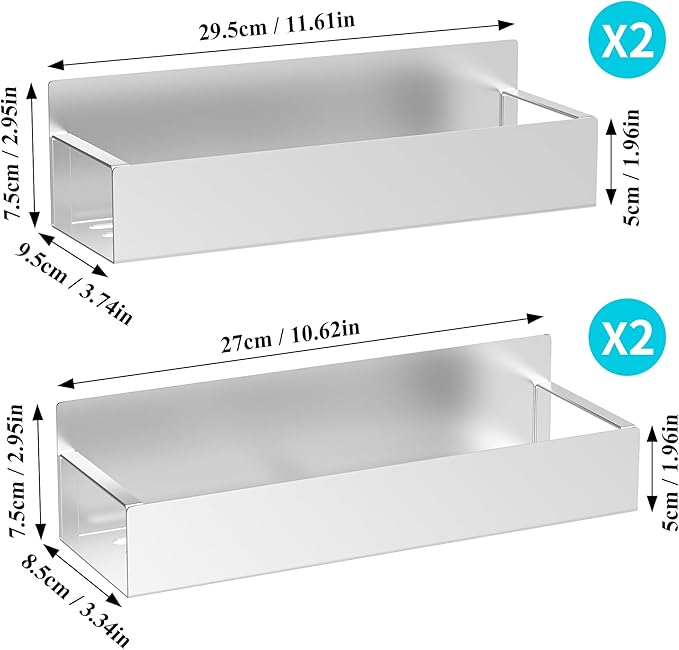 HuggieGems 4 Pack Magnetic Spice Storage Rack Organizer for Refrigerator and Oven, Silver Fridge Organizers and Storage - Image 7