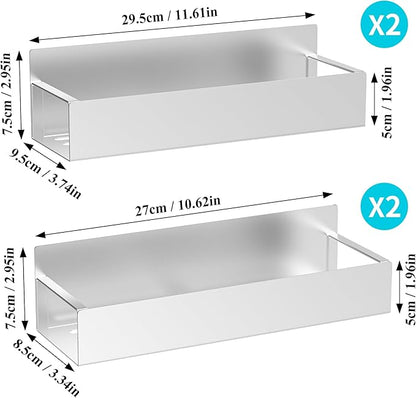 HuggieGems 4 Pack Magnetic Spice Storage Rack Organizer for Refrigerator and Oven, Silver Fridge Organizers and Storage - Image 7