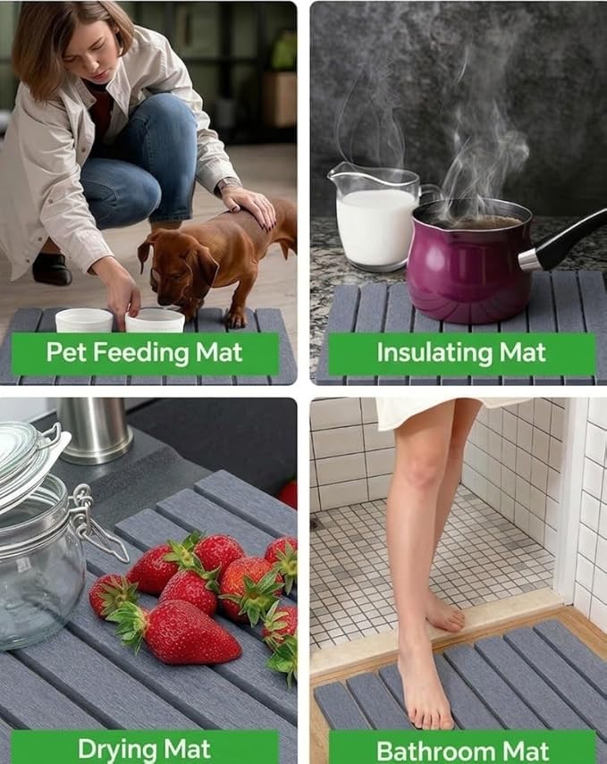 Stone Drying Mat for Kitchen Counter 16x24 Inch, Diatomaceous Dish Drying Mat with Towel Sanding Tool, Fast-Absorbing Quick-Dry Non-Slip Sink Tray ( Grey ) - Image 5