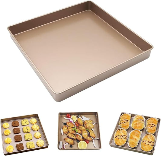 11 Inch Square Cake Pan, 2 Inch Deep Baking Pan Nonstick Cookie Sheet Brownie Cake Pa Toaster Oven Pans Bakeware, Easy Clean & Food Safe - Send Goods From Local Warehouse