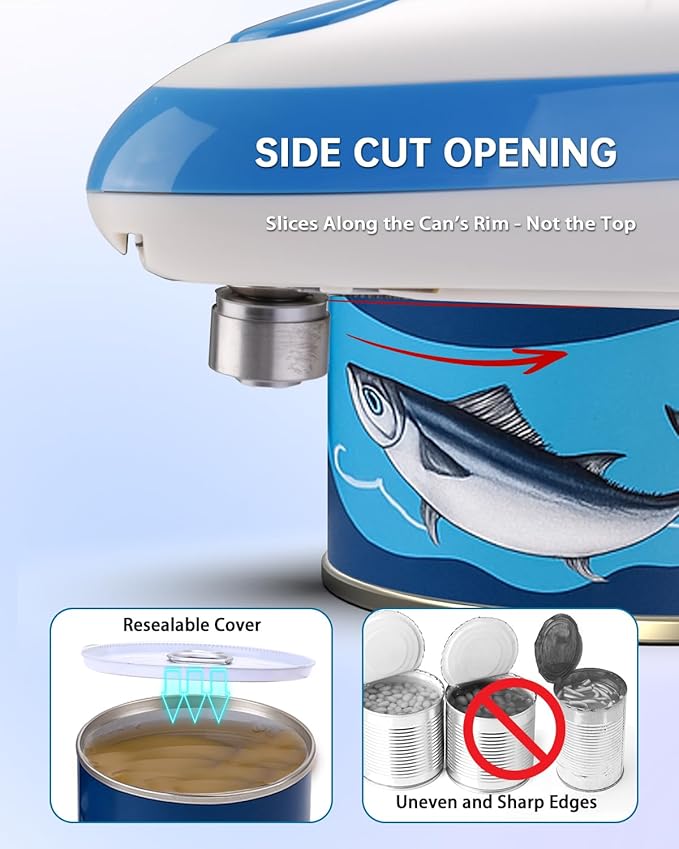 CIRCLE JOY Electric Can Opener, One-Touch Automatic Can Opening with Smooth Edges, Food Safety Handheld Battery-Operated Can Opener for Kitchen and Seniors, Blue - Image 2