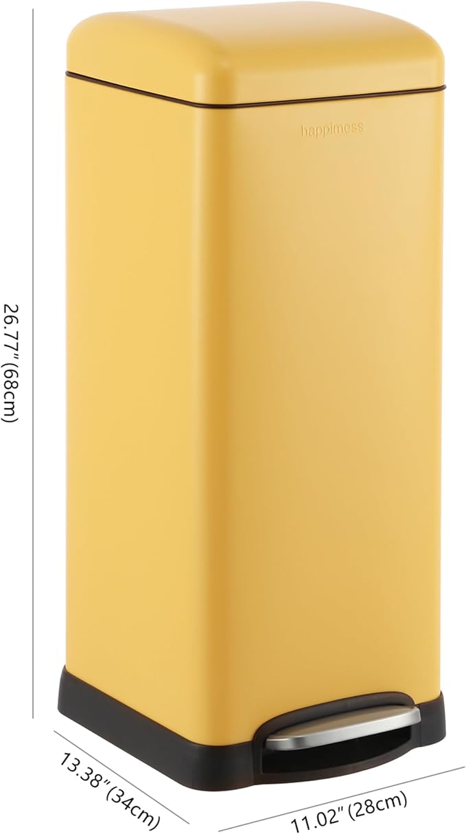 happimess HPM1007K Betty Retro 8-Gallon Step-Open Trash Can, Daffodil Yellow with Soft-Close Lid, Fingerprint Resistant, Modern, Minimalistic for Home, Kitchen, Laundry Room, Office, Bedroom, Bathroom - Image 4