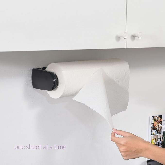 simpletome Paper Towel Holder ONE Hand Tear Adaptive Tension Arm Adjustable Length 9.4-11inch/24-28cm (Black) - Image 3