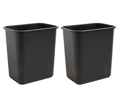 United Solutions 7 Gallon / 28 Quart Space Saving Trash Wastebasket, Fits Under Desk and Small, Narrow Spaces in Commercial, Kitchen, Home Office, and Dorm, Easy to Clean, Black, (WB0338) (Pack of 2) by UNITEDSOLUTIONS