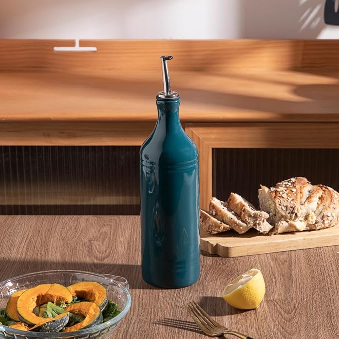 Sweejar Large Ceramic Olive Oil Dispenser Bottle, Opaque Oil Cruet Protects to Reduce Oxidation, Suitable for Storage Vinegar, Soy Sauce & Other Liquids, Pack of 1, 24 Fl Oz(Teal Green) - Image 4