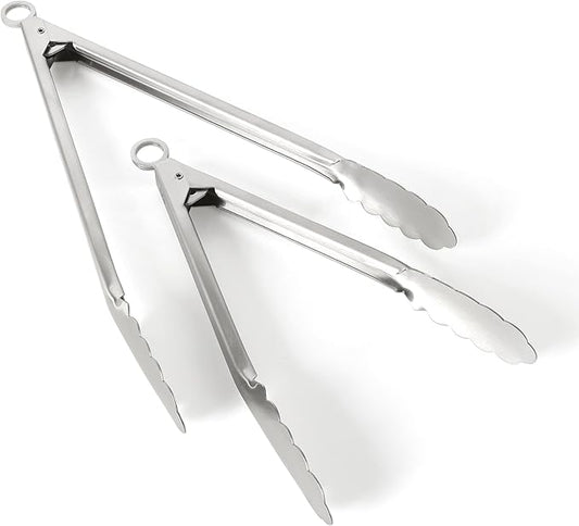 Martha Stewart Richburn 2-Piece Stainless Steel Tongs Set – 12-Inch and 9-Inch Kitchen Tongs for Grilling, Serving, and Cooking by MarthaStewart