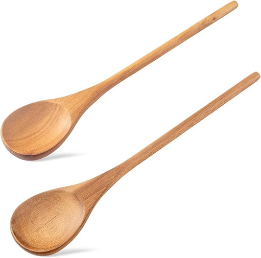 Wooden Spoonsfor Cooking2PCS, Acacia Wood Spoon 12.6" Wooden Utensils for Mixing, Mixing Spoons Cooking Spoon for Stirring Long Wooden Spoon Kitchen Serving Nonstick Utensil Smooth Finish