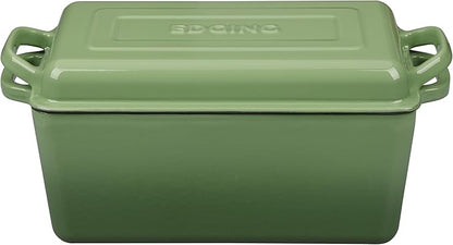 EDGING CASTING Enameled Cast Iron Dutch Oven, Oblong Bread Oven for Sourdough Bread Baking, Baking Pan, Dual Handles, Oven Safe, 4 Quart, Pistachio Green
