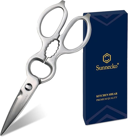 Sunnecko Heavy Duty Kitchen Scissors - Stainless Steel Kitchen Shears, Ultra Sharp Micro Serrated Poultry Shears, Cooking Scissors for Meat, Dishwasher Safe by Sunnecko