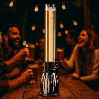OGGI Beer Tower 88oz - Beverage Dispenser with Spigot & Ice Tube, Margarita Tower, Mimosa Tower, Perfect Drink Dispensers for Parties, Drink Tower, Holds 6 Pints of Beer – Stainless - Image 2