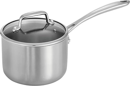 Tramontina Tri-Ply Clad Stainless Steel 2-Quart Small Sauce Pan with Glass Lid, Induction-Ready, Dishwasher-Safe, NSF-Certified by Tramontina