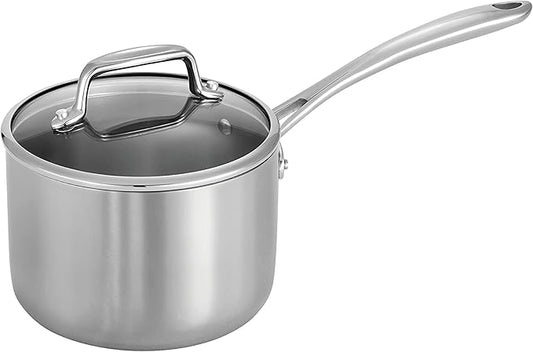 Tramontina Tri-Ply Clad Stainless Steel 2-Quart Small Sauce Pan with Glass Lid, Induction-Ready, Dishwasher-Safe, NSF-Certified by Tramontina
