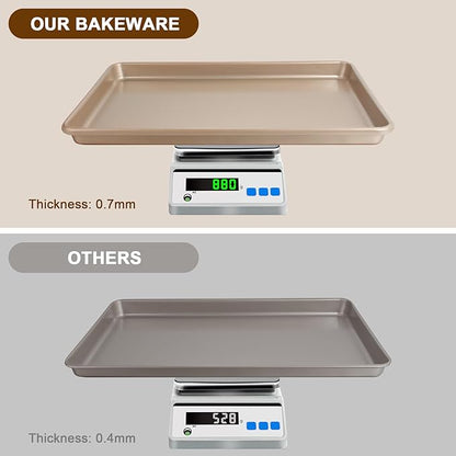 Baking Sheet Pan Set of 3, Commercial Cookie Sheets for Baking, Nonstick Half/Quarter/Jelly Roll Pans Replacement Toaster Oven Tray, Heavy Duty & Easy Clean, Champagne Gold - Image 4