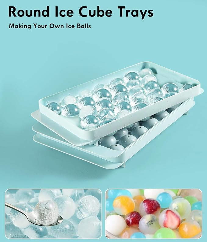 Ice Cube Tray with Lid and Bin – Round Ice Cube Trays for Freezer, BPA-Free Food-Grade Ice Mold, Stackable Ice Ball Maker, Iced Bucket Kits, Circle Ice Tray for Cocktails, Whiskey, Coffee, and Drinks - Image 2