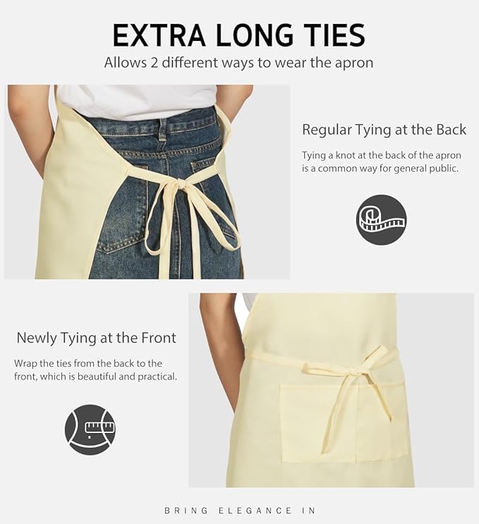 Syntus Apron for Men Women, Adjustable Cooking Kitchen Chef Aprons with 2 Pockets, Cotton/Polycotton/Polyester - Image 5