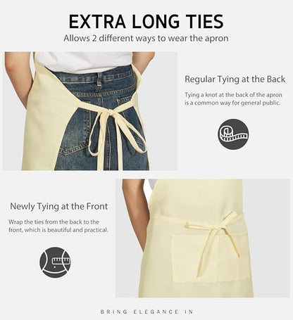 Syntus Apron for Men Women, Adjustable Cooking Kitchen Chef Aprons with 2 Pockets, Cotton/Polycotton/Polyester - Image 5