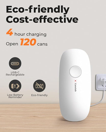 Canslab Ultrablde SE - USB Rechargeable Electric Can Opener for Kitchen for Seniors with Arthritis- Cordless Battery Powered Automatic, Side Cut, Smooth Edge, Handsfree, for Small or Large Cans, White - Image 2