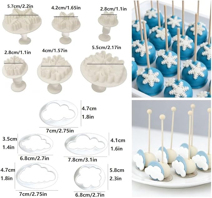 Flower Cookie Cutters,Cake Tools 44 Pcs Snowflake Cookie Cutter Cloud Fondant Cake Plunger Sugarcraft Flowers Leaf Butterfly Heart Shape Decorating Mold DIY Icing Plunger Cutters