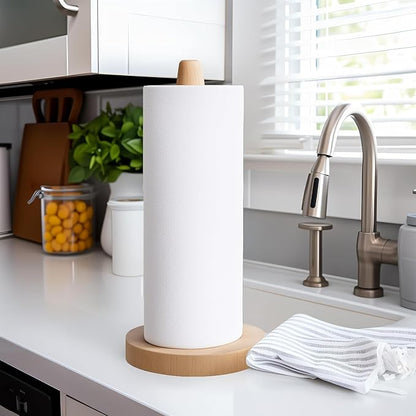 KitchLife Wooden Paper Towel Holder Countertop, Fits Jumbo Roll - Solid Beechwood Paper Towel Dispenser Stand with Wide Anti-Skid Base - Image 5