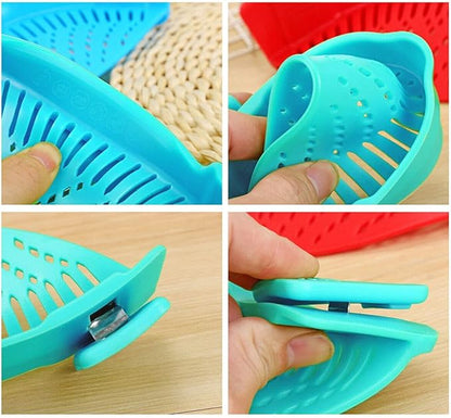 2 Pcs Clip on Strainers, Pot Strainer for Pasta Meat Vegetables Fruit, Silicone Strainer - Fit All Pots and Bowls. - Image 5