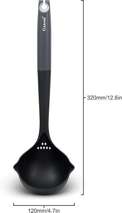Culinare Soup Ladle with Dual Pouring Spouts & Herb Stripper – Heat-Resistant, Non-Stick Safe Serving Spoon for Soups, Stews & Sauces – Ergonomic Handle, Dishwasher Safe, Easy Storage