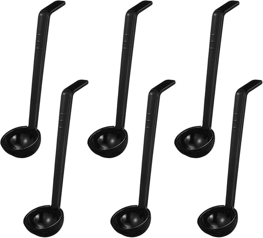 Tioncy 6 Pcs 1 Oz Small Ladle for Serving Sauce 8.07 Inches Plastic Mini Ladles Long Handle Spoon for Serving Sauce, Soup, Dressing, Punch Bowl, Toppings, Gravy, Cocktail, Fruit Juices(Black)