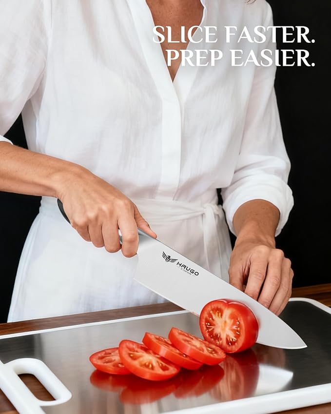 Kitchen Knife Set with Block: 14-Piece German Stainless Steel Full Tang Professional Knife - Comfortable Grip Reduces Hand Fatigue 30% - Dishwasher Safe & Sharpener - Black Knife Set for Cooking
