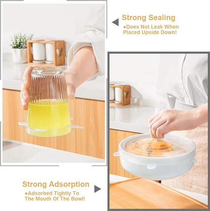 LELE LIFE 4 Pack Same Size Silicone Stretch Lids, Thicker Reusable Sturdy Silicone Container Cover, Expandable Food Storage Covers, Dishwasher and Freezer Safe, 9.84in(25cm)