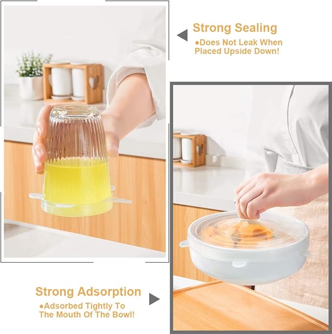 LELE LIFE 4 Pack Same Size Silicone Stretch Lids, Thicker Reusable Sturdy Silicone Container Cover, Expandable Food Storage Covers, Dishwasher and Freezer Safe, 4.53in(11.5cm)