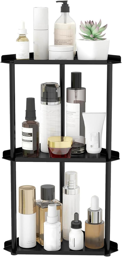 Jesginboo 3 Tier Bathroom Counter Organizer, Vanity Organizer Corner Shelf, Skincare, Makeup Countertop Organizers, Kitchen, Bathroom Counter Storage, Black by Jesginboo