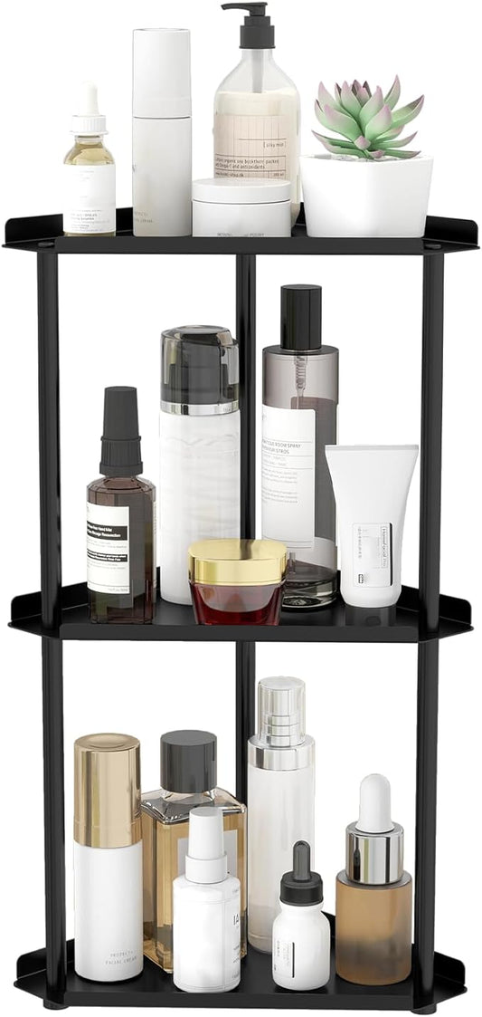 Jesginboo 3 Tier Bathroom Counter Organizer, Vanity Organizer Corner Shelf, Skincare, Makeup Countertop Organizers, Kitchen, Bathroom Counter Storage, Black by Jesginboo