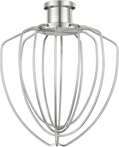 K45WW Whisk Attachment for 4.5 5 QT KitchenAid Tilt-Head Stand Mixer, 6 Wire Whip Compatible with Kitchen Aid accessories，Holeless Hub Design, 30% Faster Mixing, Dishwasher Safe