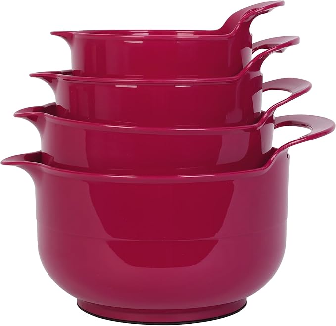 BoxedHome 4 Pack Nesting Mixing Bowl Set with Pour Spout and Handle, Non-Slip Bottom, BPA free Microwave & Dishwasher Safe(Deep Carmine) - Image 7