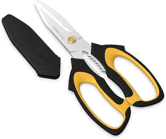 8" Multipurpose Household Steak Scissors – Japanese 420 J2 Stainless Steel Blades, Heavy-Duty for Meat, Poultry & Kitchen Prep | Dishwasher Safe, Ergonomic Grip