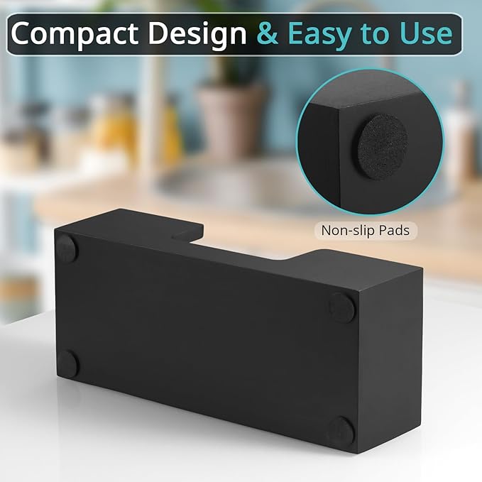 Paper Towel Dispenser Countertop, Wood Bathroom Paper Towel Holder, Black Napkin Holder for Kitchen, Countertop Multifold C-Fold, Z-Fold, Trifold Paper Hand Towel Dispenser for Toilet, Black - Image 4