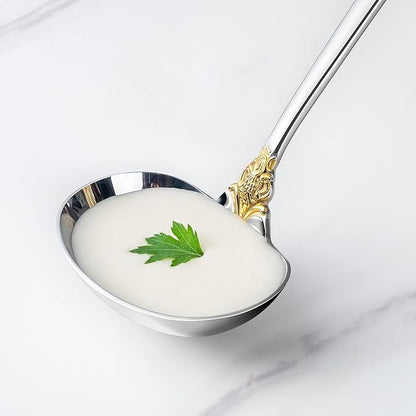 KEAWELL Luxury Gravy Ladle, 18/10 Stainless Steel, Gold Accent, Small Gravy Spoon for Home. Solid and Sturdy, Dishwasher Safe… (2)