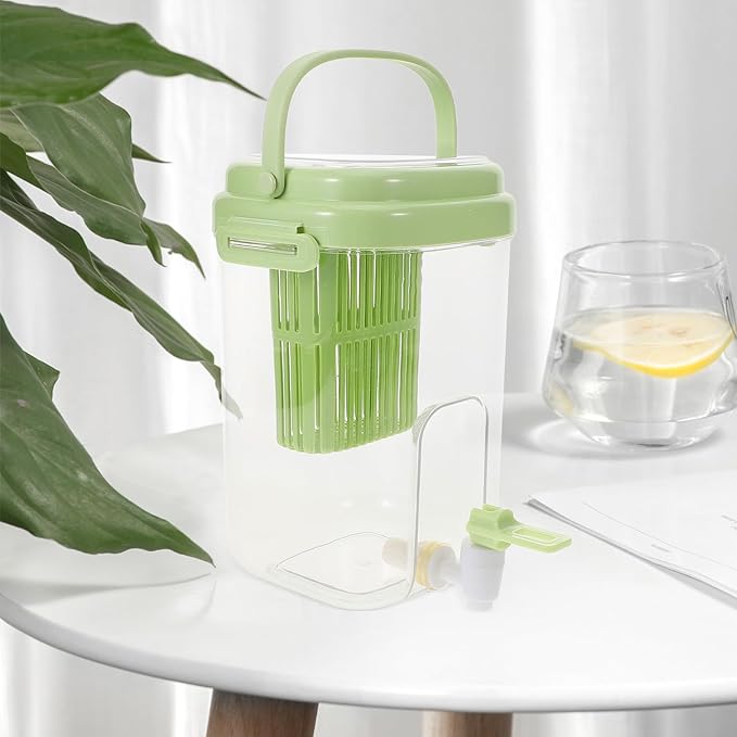 ABOOFAN Drink Dispenser for Fridge with Filter Screen, 2L Leak-proof Plastic Beverage Dispenser with Spigot for Iced Tea, Lemonade, Juice, Water Pitcher Container for BBQ, Picnic & Partie