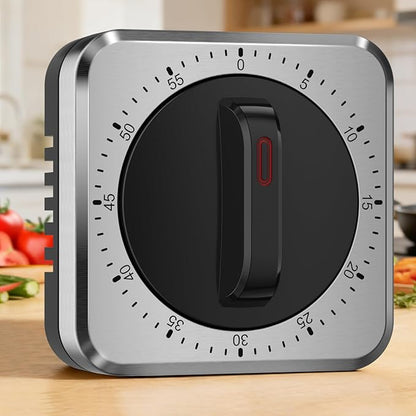 Mechanical Kitchen Timer with Magnet: Wind Up Cooking Timer Clock with Loud Alarm, Kitchen Timers for Cooking, No Battery Manual Food Timer for Baking, BBQ, Seniors & Daily Reminders by Unknown